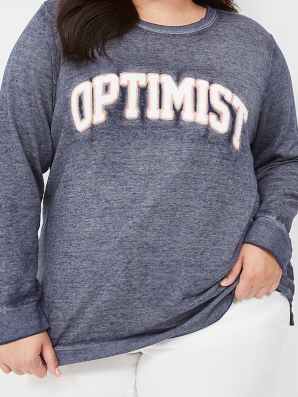 PLUS SIZE Lane Bryant Navy Blue OPTIMIST Graphic Crew Sweatshirt